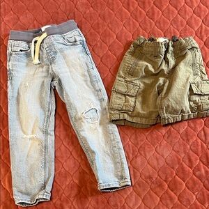 Old Navy Kids Light Blue Jeans and Olive Cargo Shorts